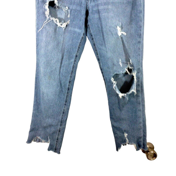 Aeropostale Womens Sz 4 REG Distressed Destroyed Trashed Frayed Denim Blue Jeans - Picture 4 of 7